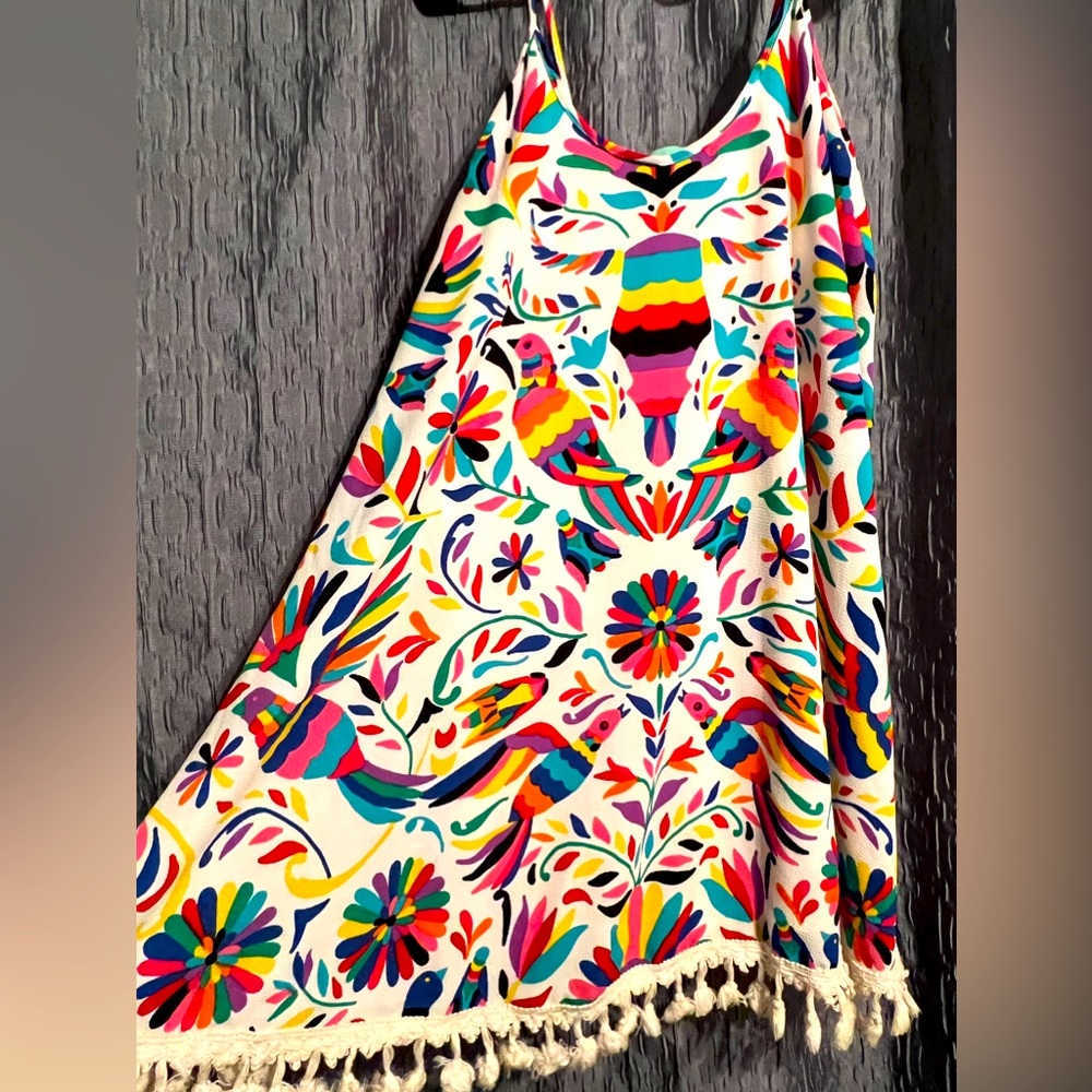 Judith March Fiesta Otomi Floral Tassel Dress